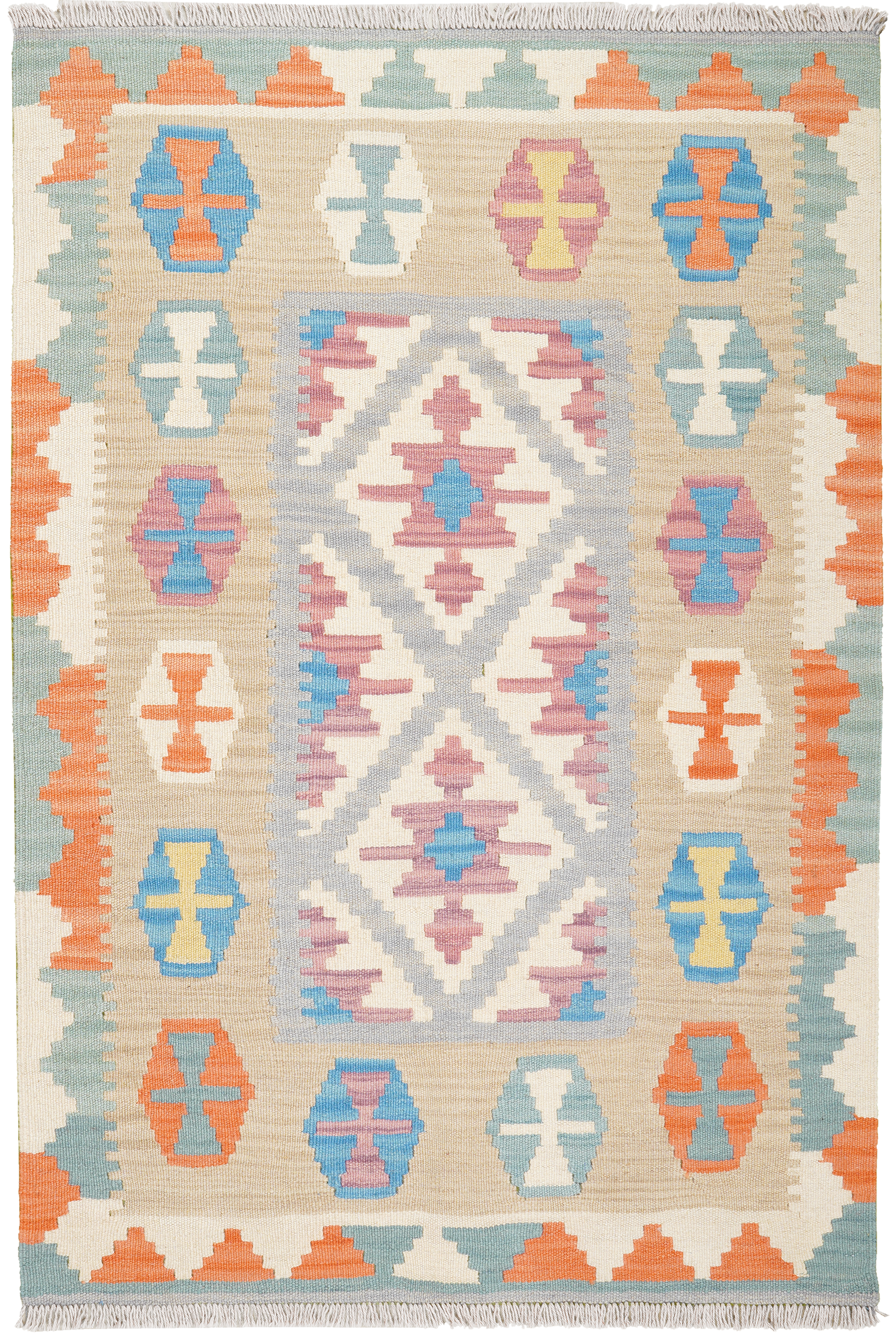 Kelim Gashgai — Handgefertigt, 149x100 cm, Beige, 100% Virgin Wool | Main view