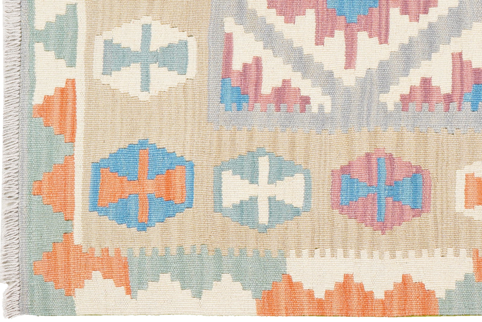 Kelim Gashgai — Handgefertigt, 149x100 cm, Beige, 100% Virgin Wool | View 4