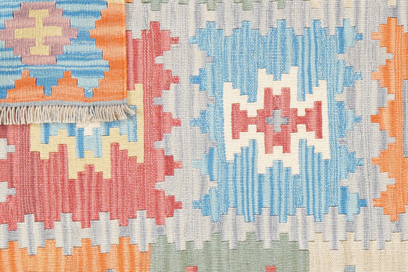 Kelim Gashgai — Handmade, 104x149 cm, Blue, 100% Virgin Wool | View 6