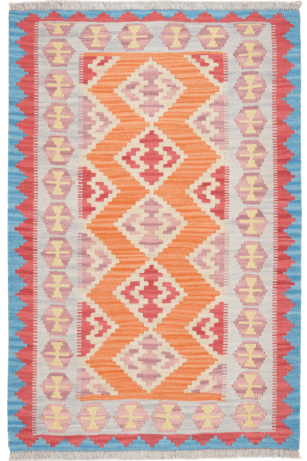 Kelim Gashgai — Handmade, 103x158 cm, Orange, 100% Virgin Wool | Main view