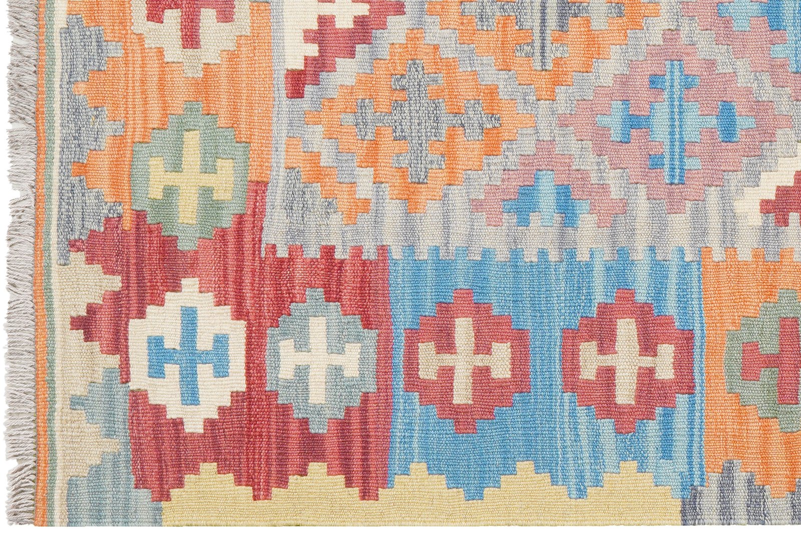 Kelim Gashgai — Handmade, 104x154 cm, Grey, 100% Virgin Wool | View 3