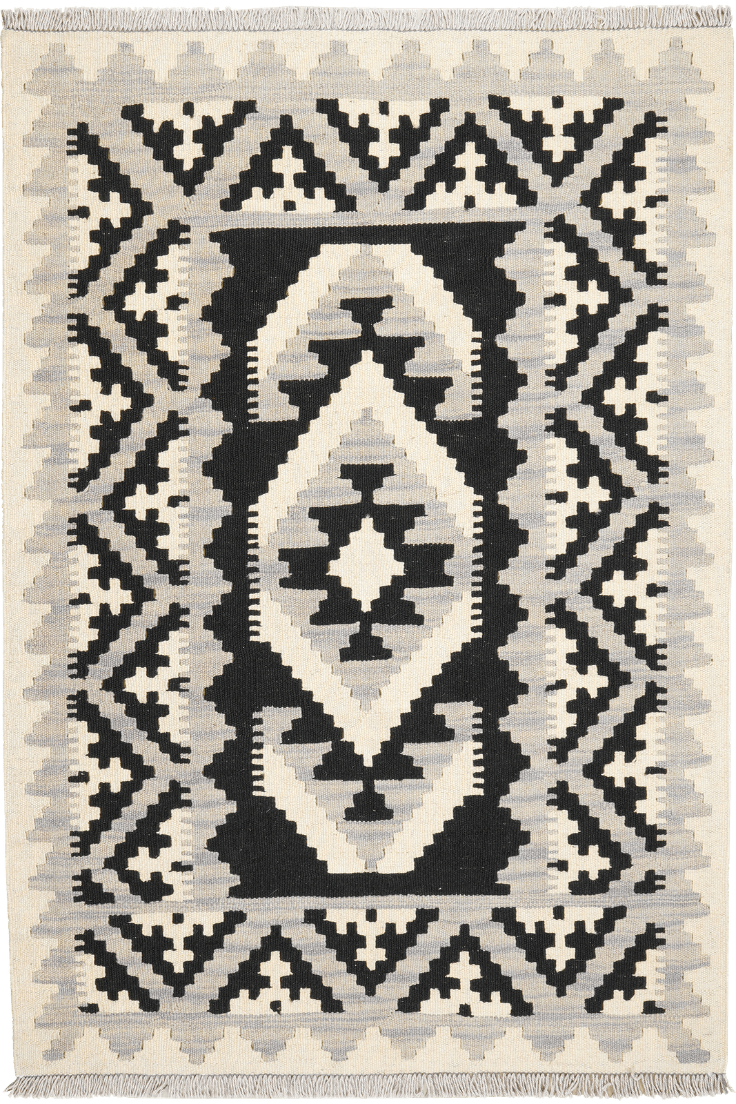Kelim Gashgai — Handmade, 102x147 cm, Beige, 100% Virgin Wool | Main view