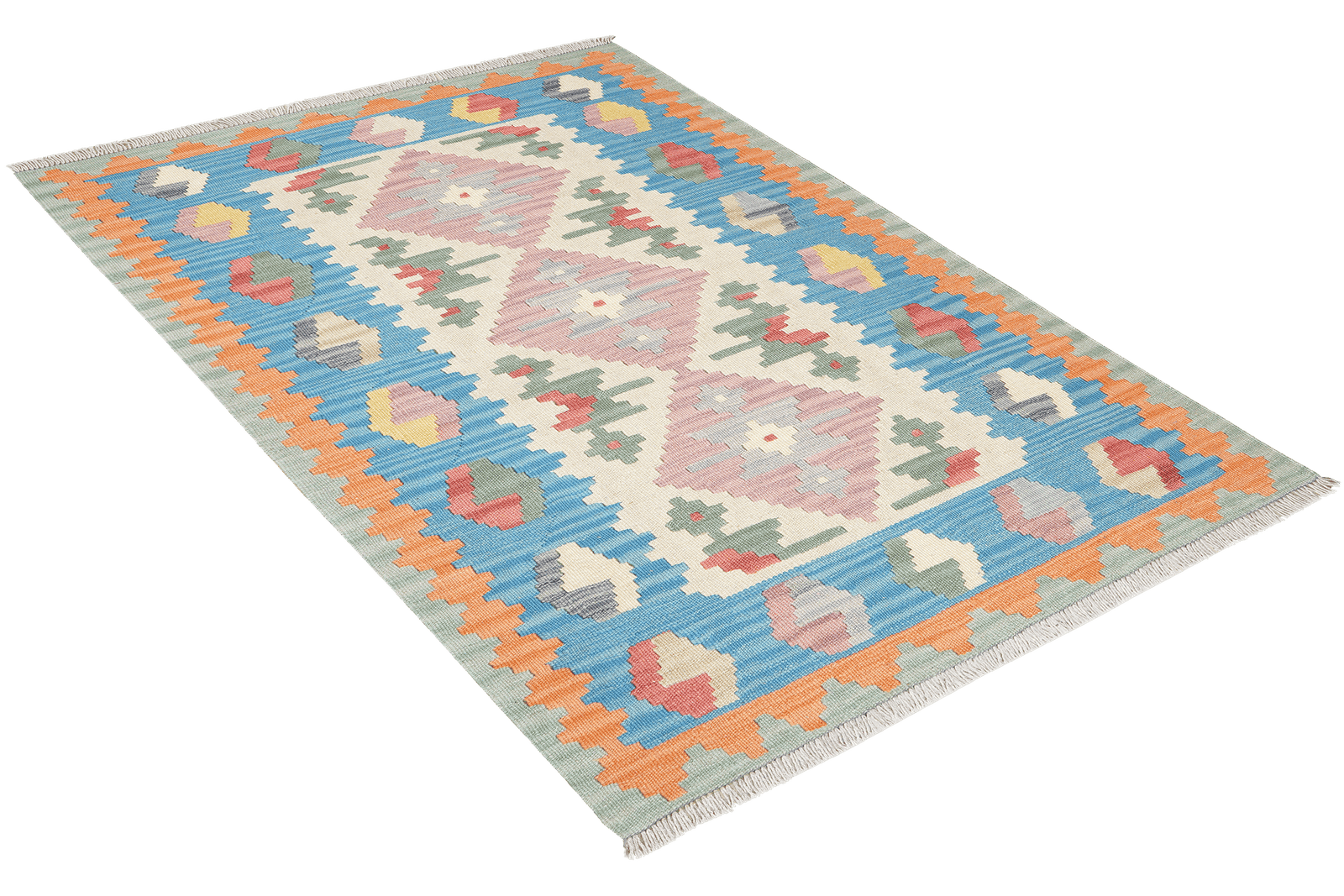 Kelim Gashgai — Handmade, 103x149 cm, Beige, 100% Virgin Wool | View 4