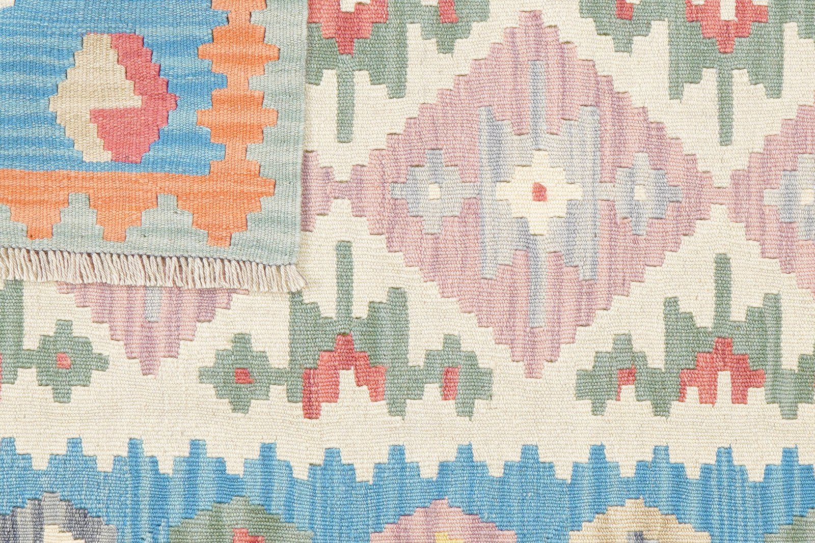 Kelim Gashgai — Handmade, 103x149 cm, Beige, 100% Virgin Wool | View 6