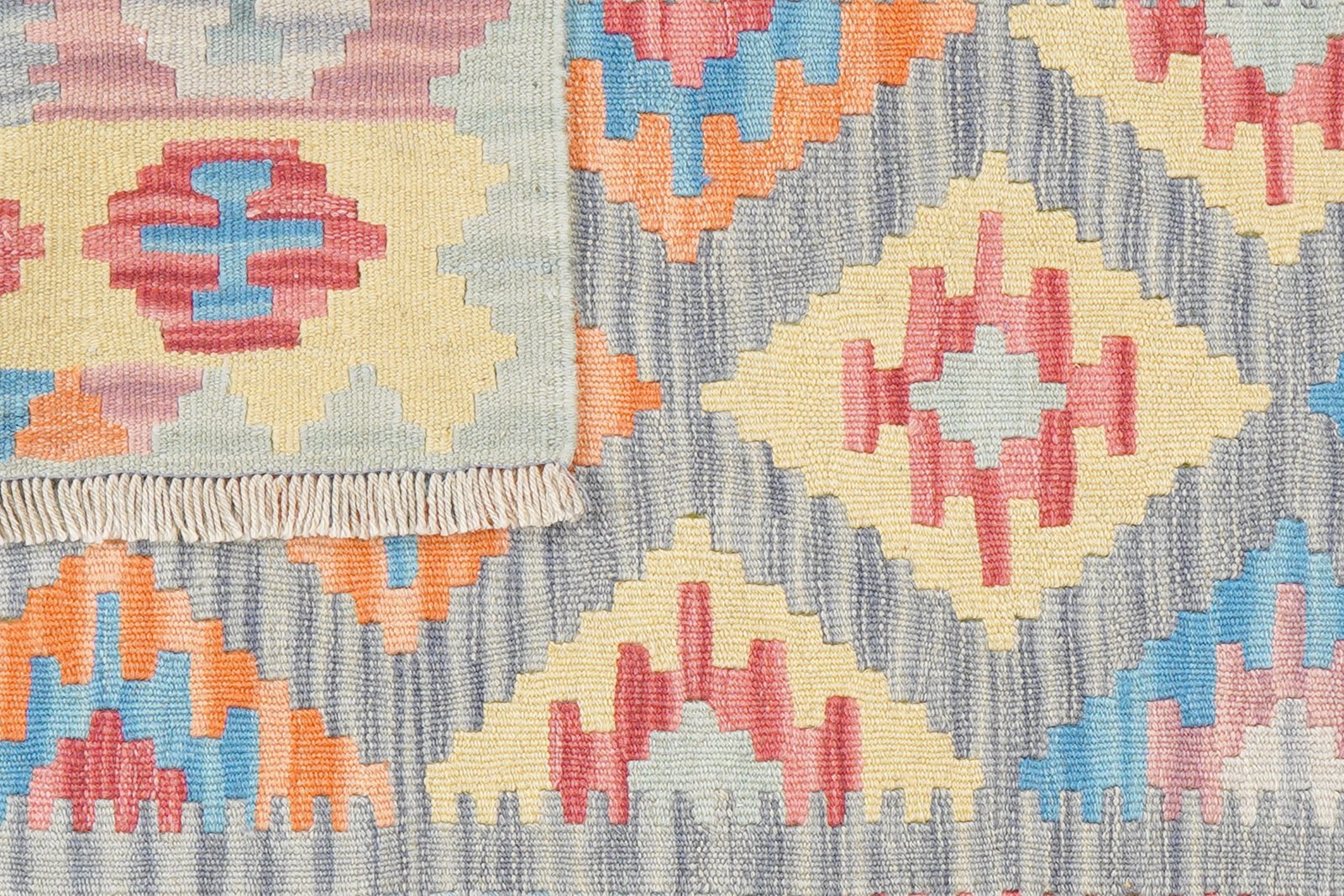 Kelim Gashgai — Handmade, 100x148 cm, Grey, 100% Virgin Wool | View 6