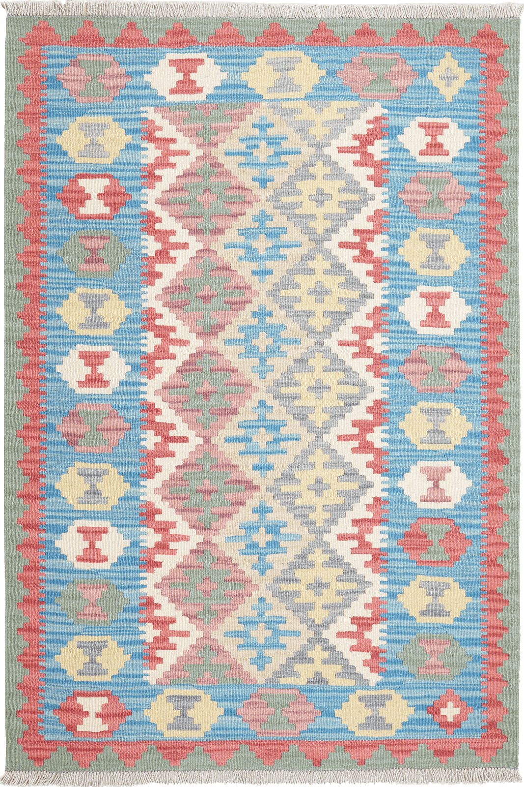 Kelim Gashgai — Handmade, 105x157 cm, Beige, 100% Virgin Wool | Main view