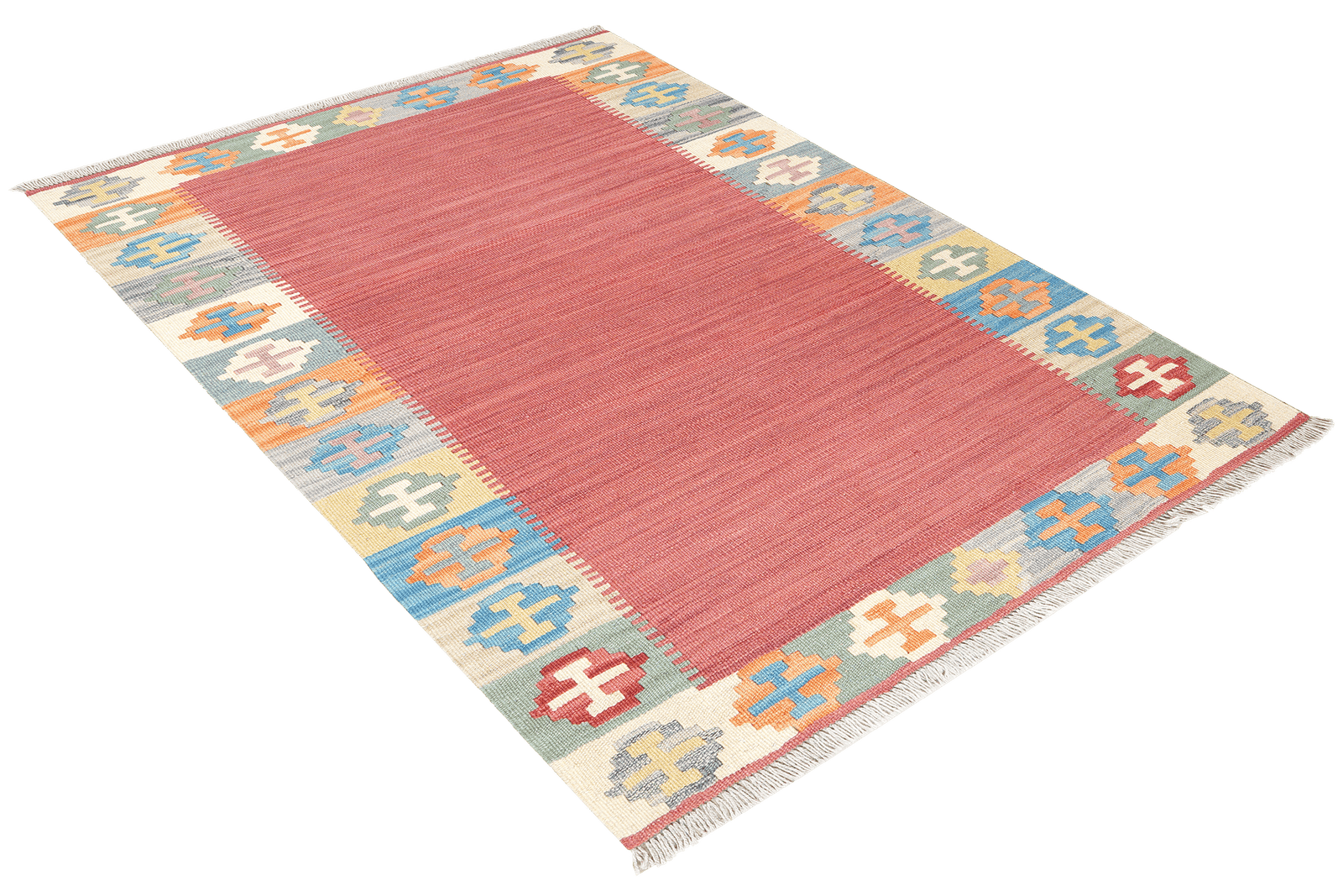 Kelim Gashgai — Handmade, 102x150 cm, Red, 100% Virgin Wool | View 4