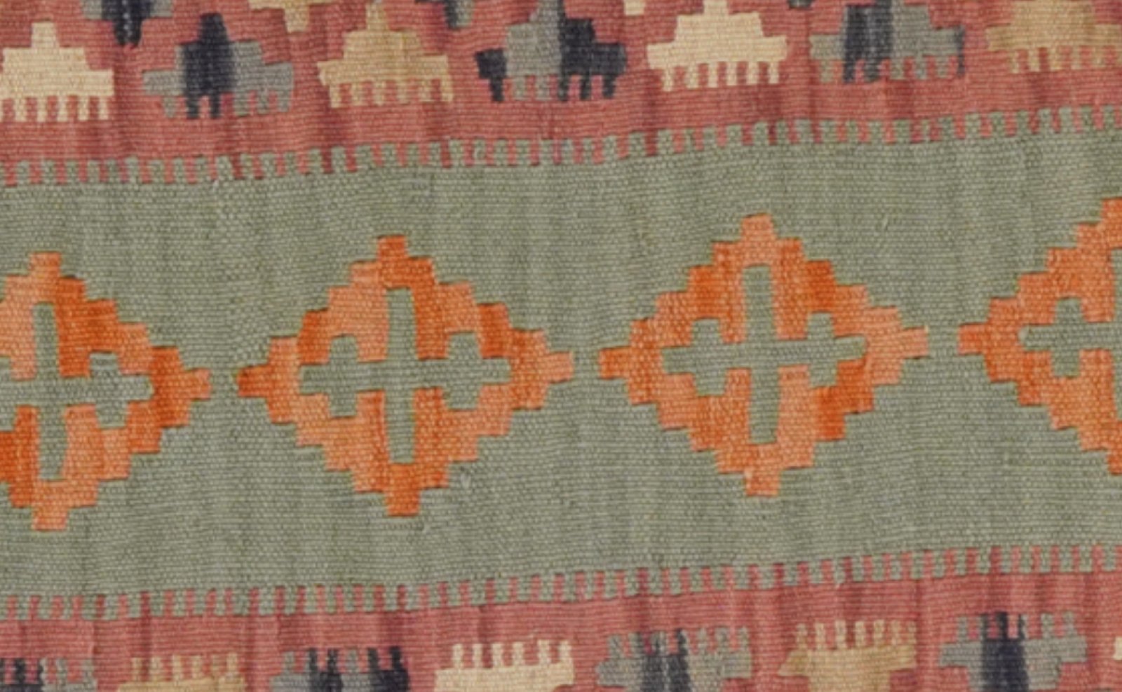 Kelim Gashgai — Handmade, 64x404 cm, Green, 100% Virgin Wool | View 4