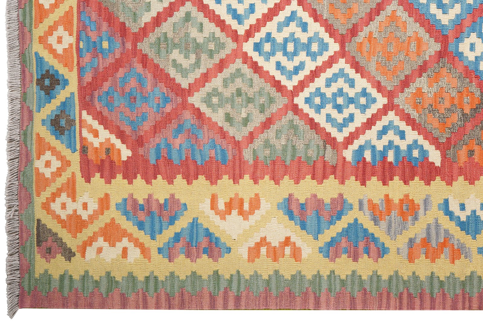 Kelim Gashgai — Handmade, 182x253 cm, Red, 100% Virgin Wool | View 3