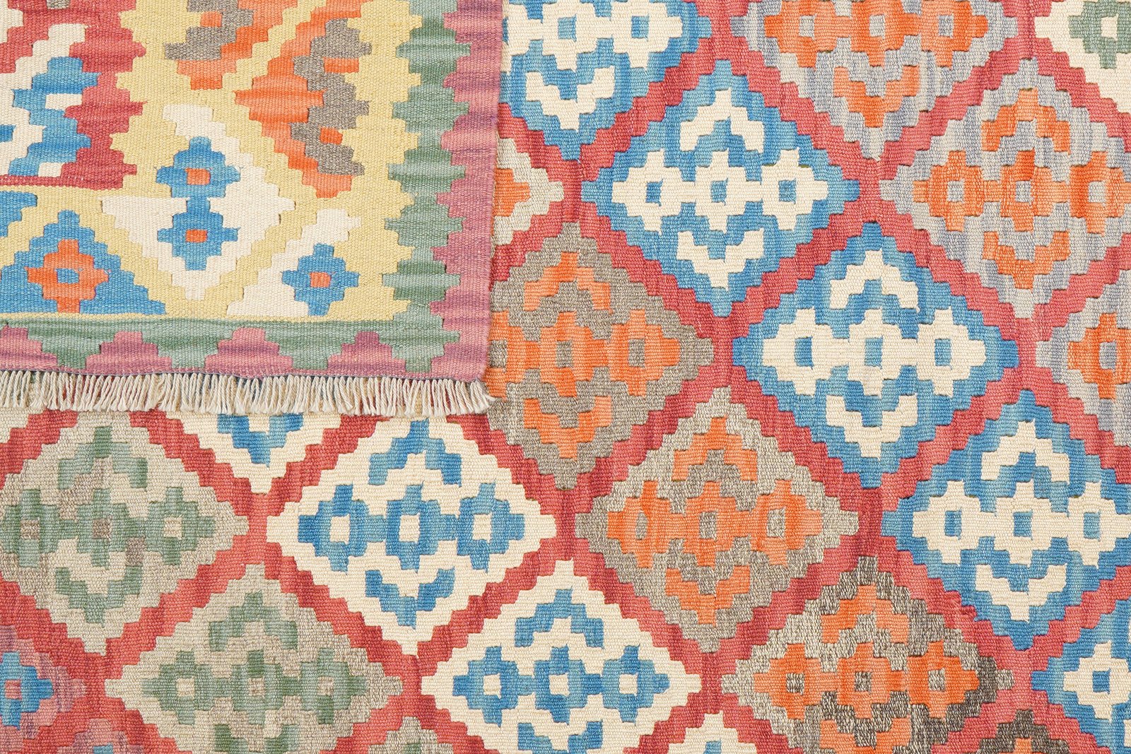 Kelim Gashgai — Handmade, 182x253 cm, Red, 100% Virgin Wool | View 6