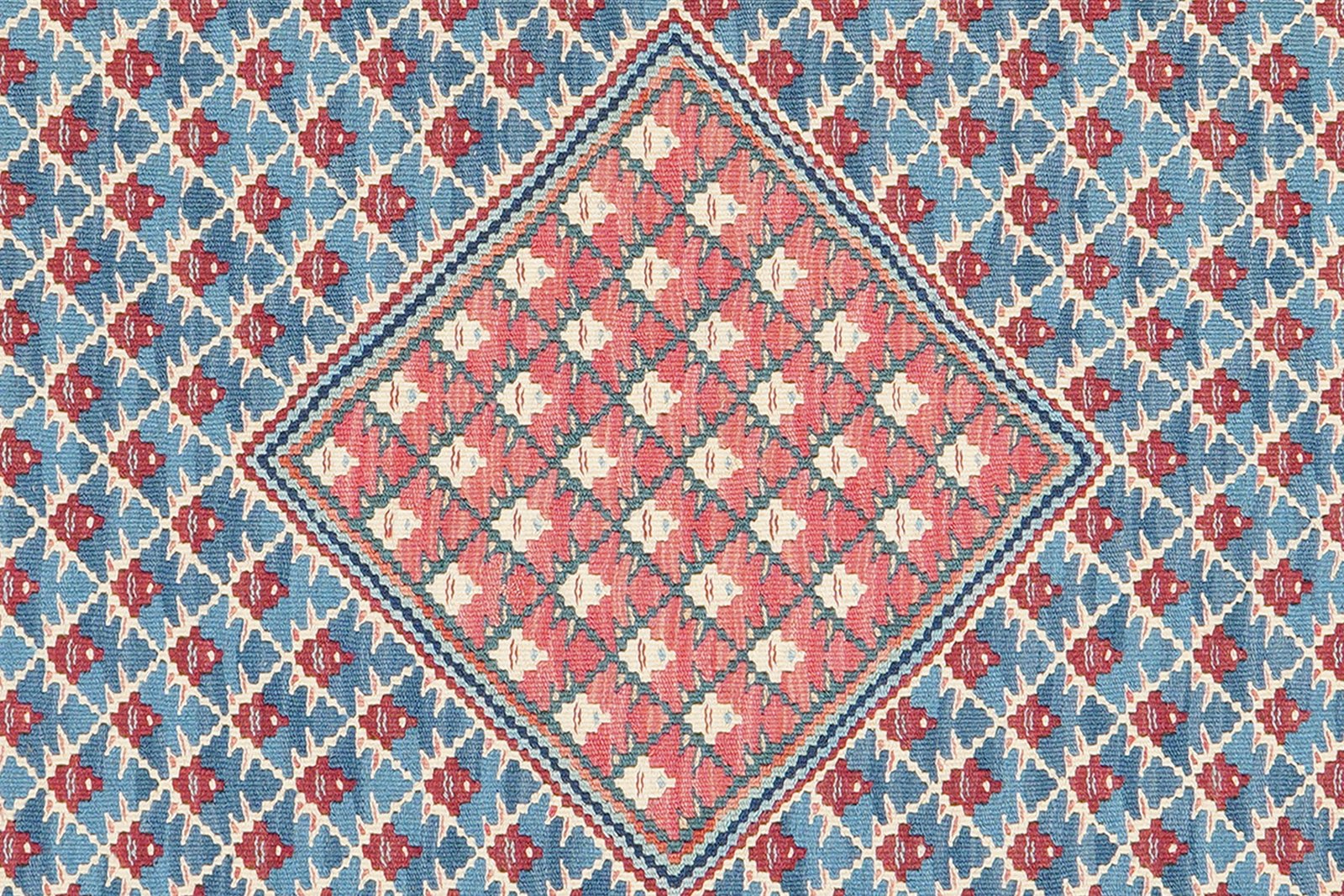 Kelim Senneh — Handmade, 107x150 cm, Blue, 100% Virgin Wool | View 5