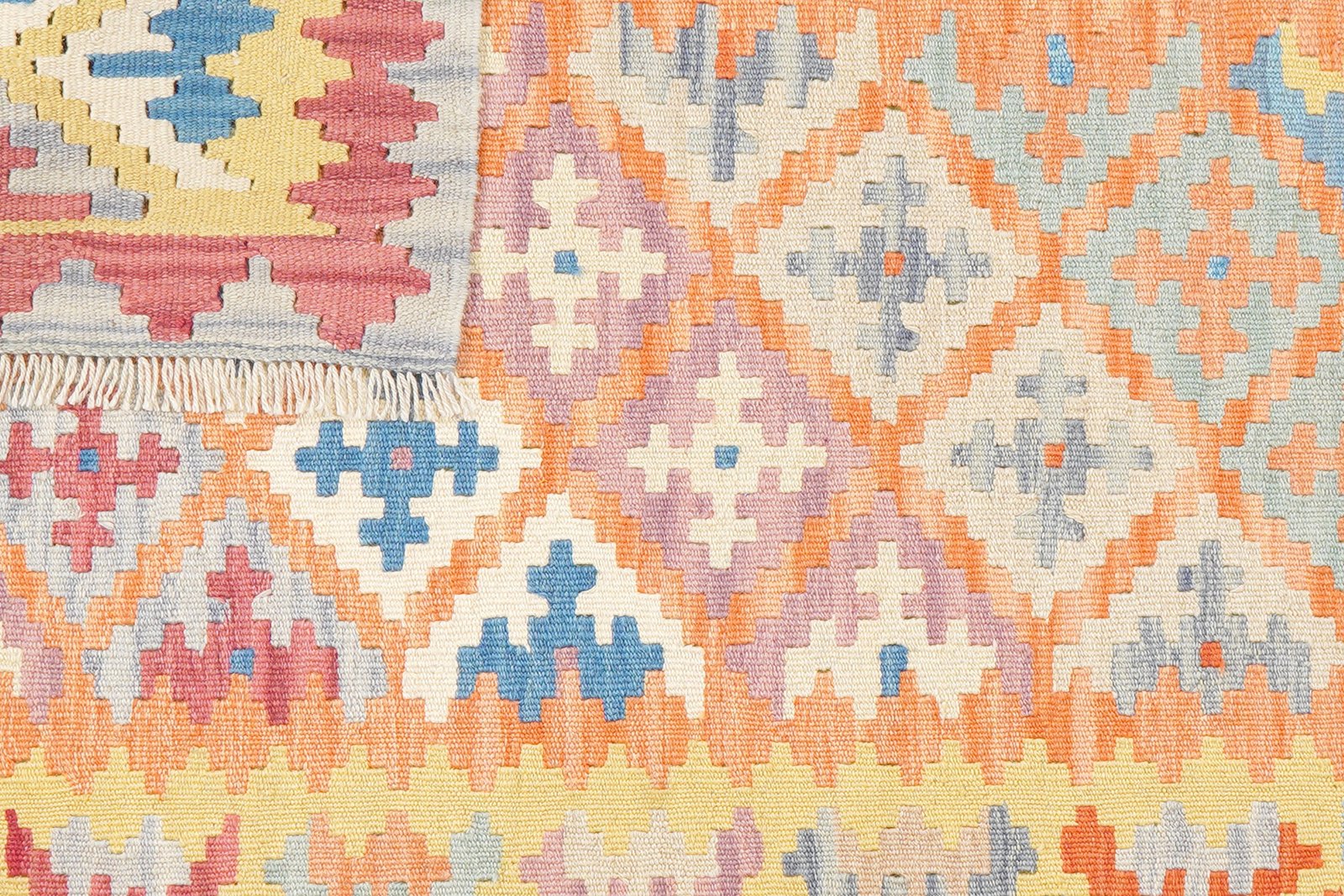 Kelim Gashgai — Handmade, 105x150 cm, Orange, 100% Virgin Wool | View 6