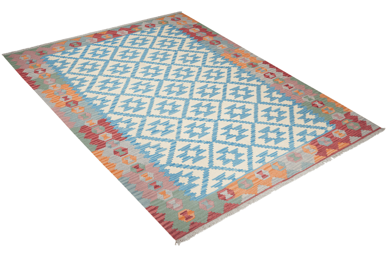 Kelim Gashgai — Handmade, 177x242 cm, Blue, 100% Virgin Wool | View 4