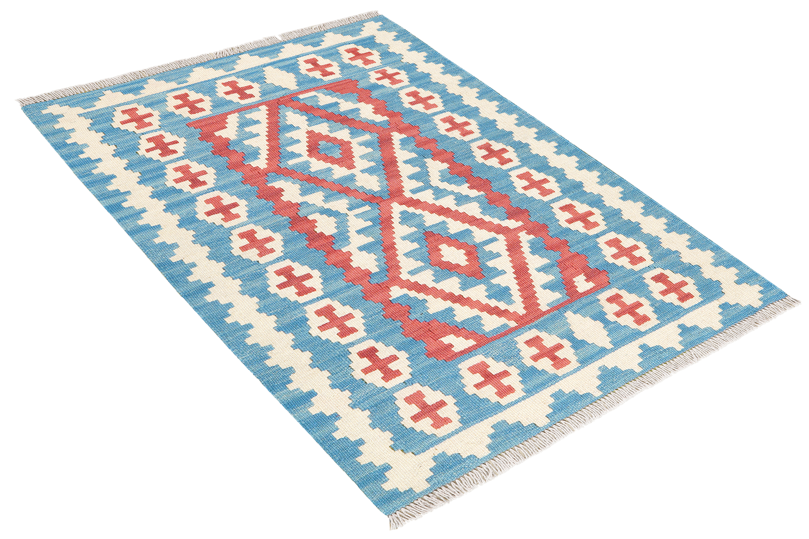 Kelim Gashgai — Handgefertigt, 122x84 cm, Blau, 100% Virgin Wool | View 5