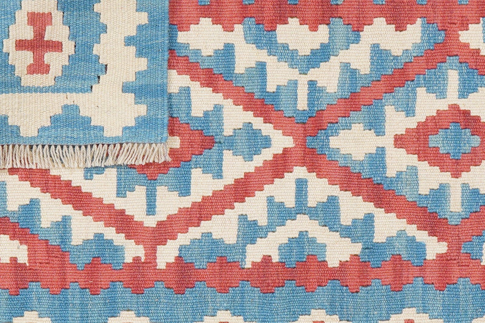 Kelim Gashgai — Handgefertigt, 122x84 cm, Blau, 100% Virgin Wool | View 7