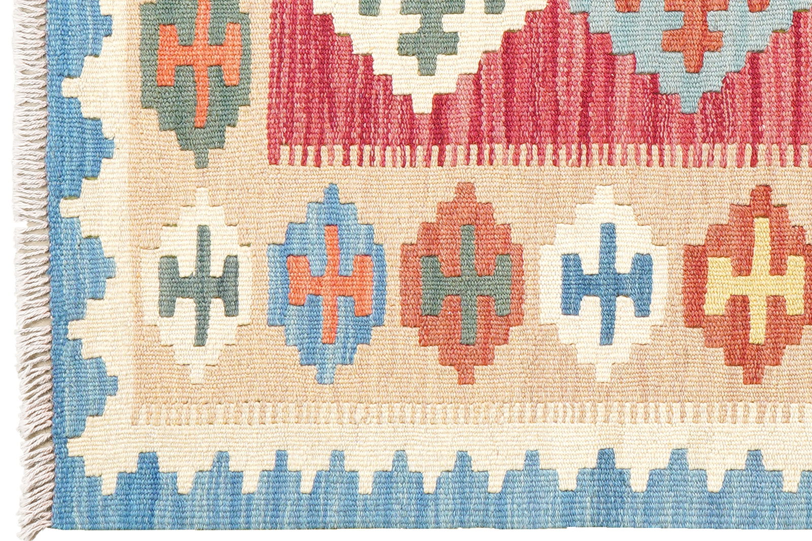 Kelim Gashgai — Handgefertigt, 125x85 cm, Beige, 100% Virgin Wool | View 4