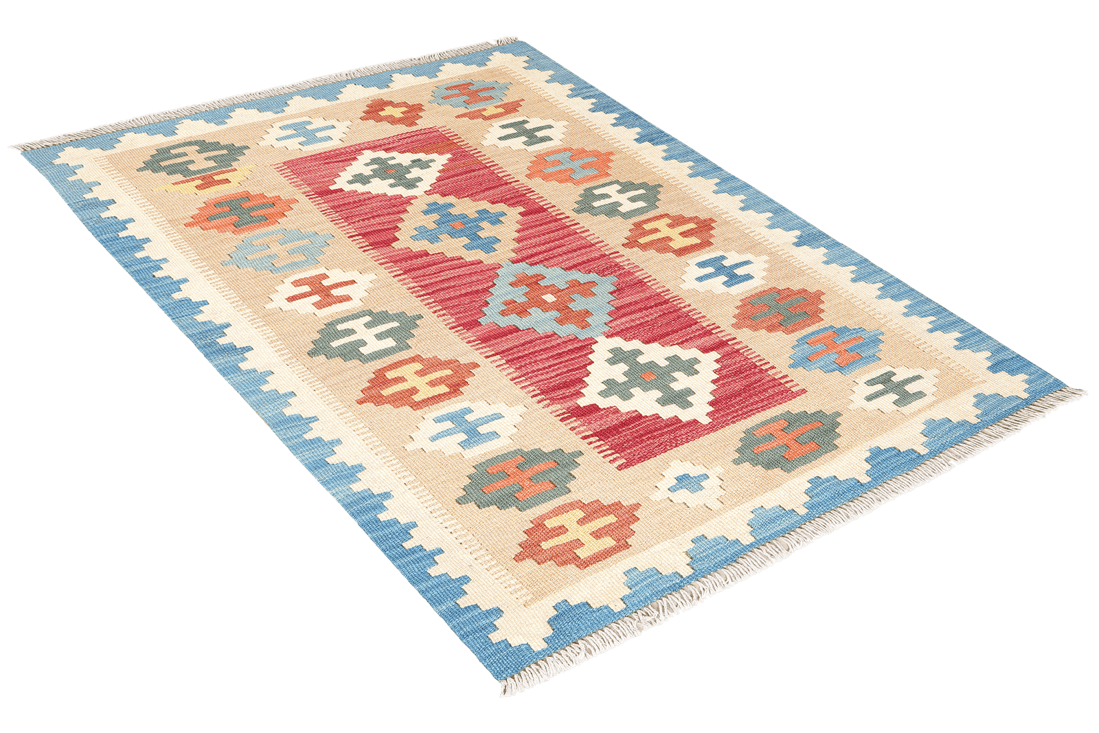 Kelim Gashgai — Handmade, 85x125 cm, Red, 100% Virgin Wool | View 4