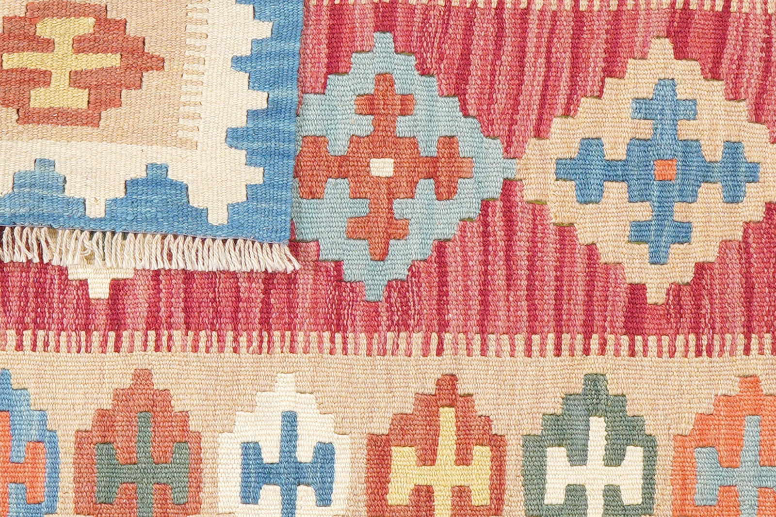 Kelim Gashgai — Handgefertigt, 125x85 cm, Beige, 100% Virgin Wool | View 7