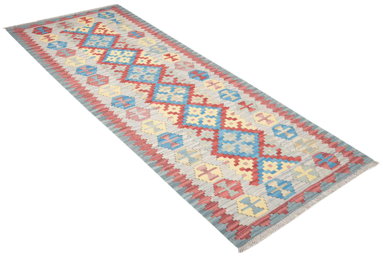 Kelim Gashgai — Handmade, 84x239 cm, Blue, 100% Virgin Wool | View 4