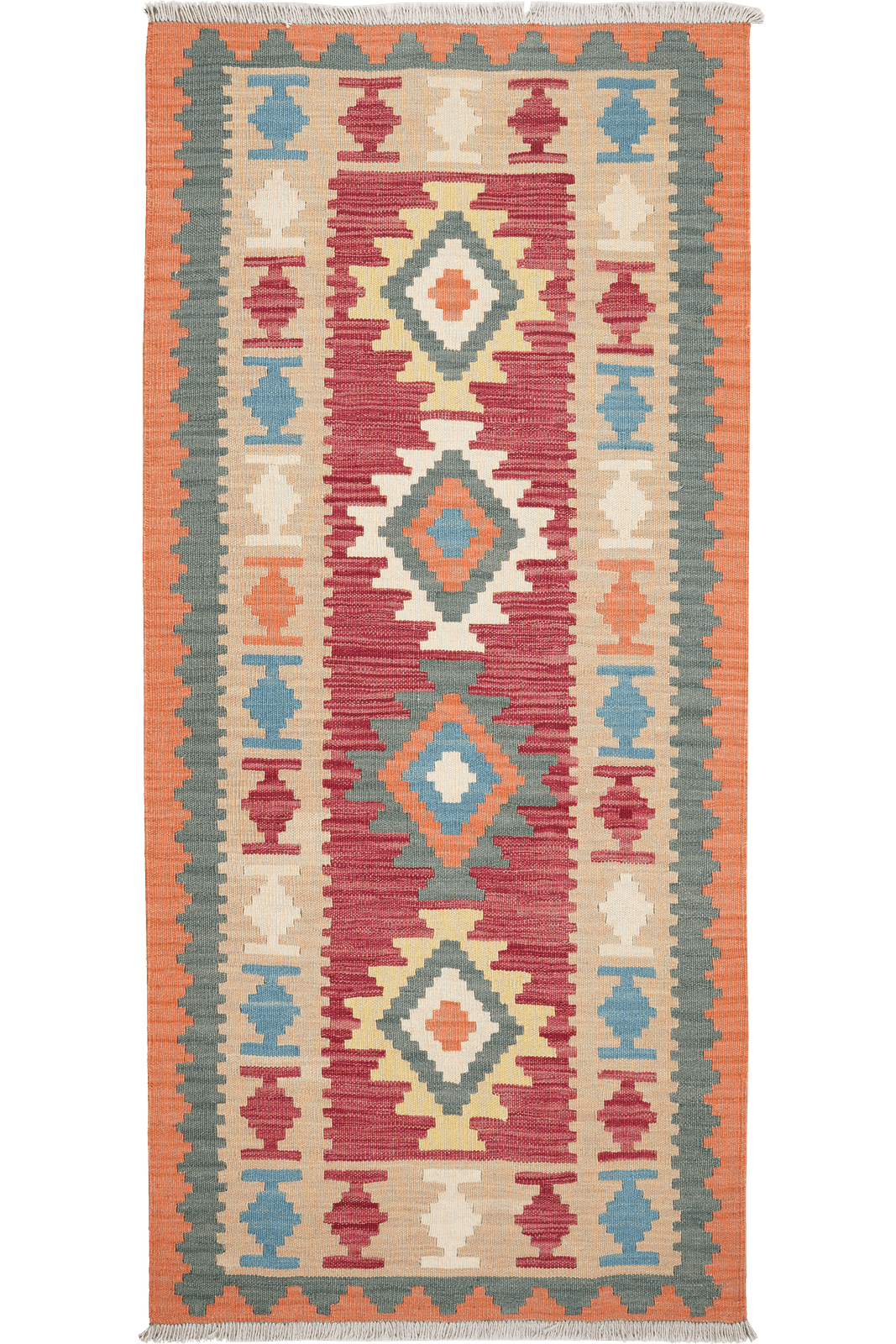 Kelim Gashgai — Handmade, 89x195 cm, Red, 100% Virgin Wool | Main view