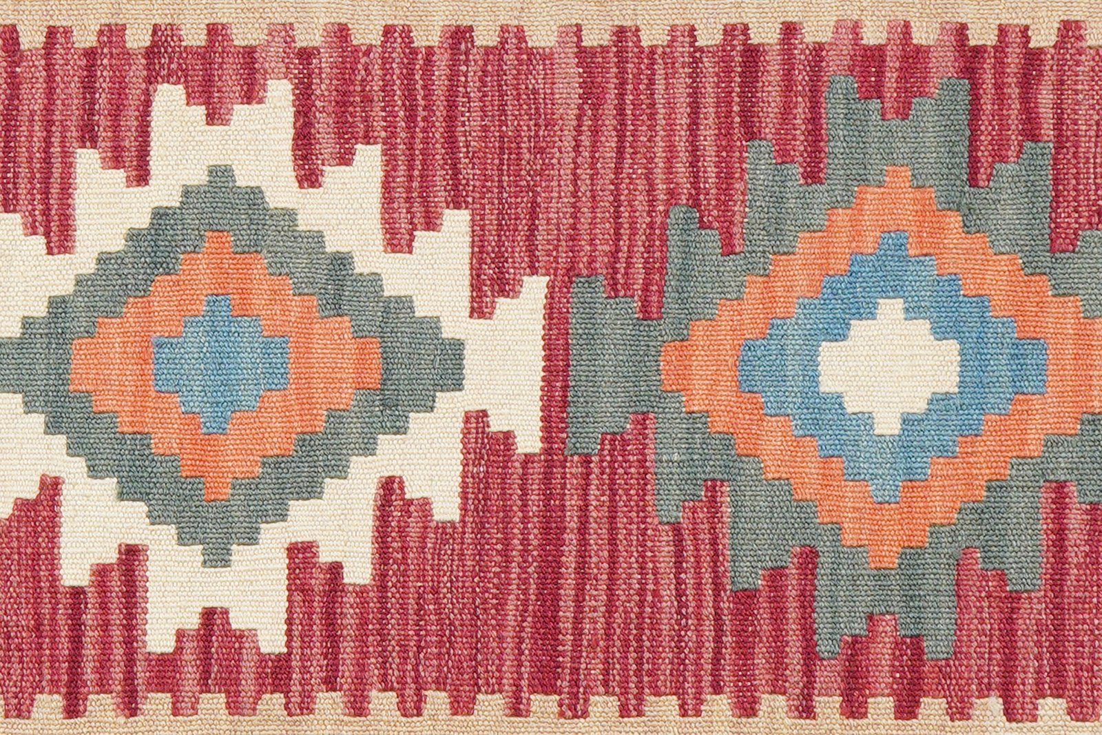 Kelim Gashgai — Handmade, 89x195 cm, Red, 100% Virgin Wool | View 5