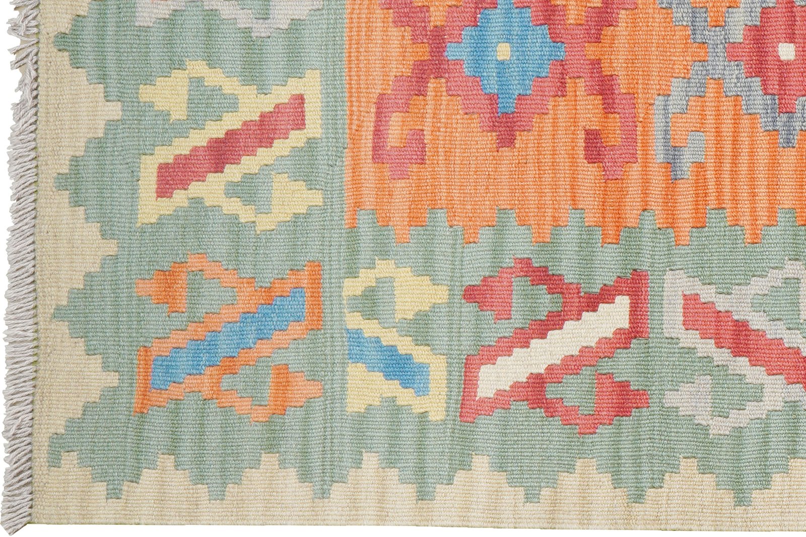 Kelim Gashgai — Handmade, 85x282 cm, Orange, 100% Virgin Wool | View 3