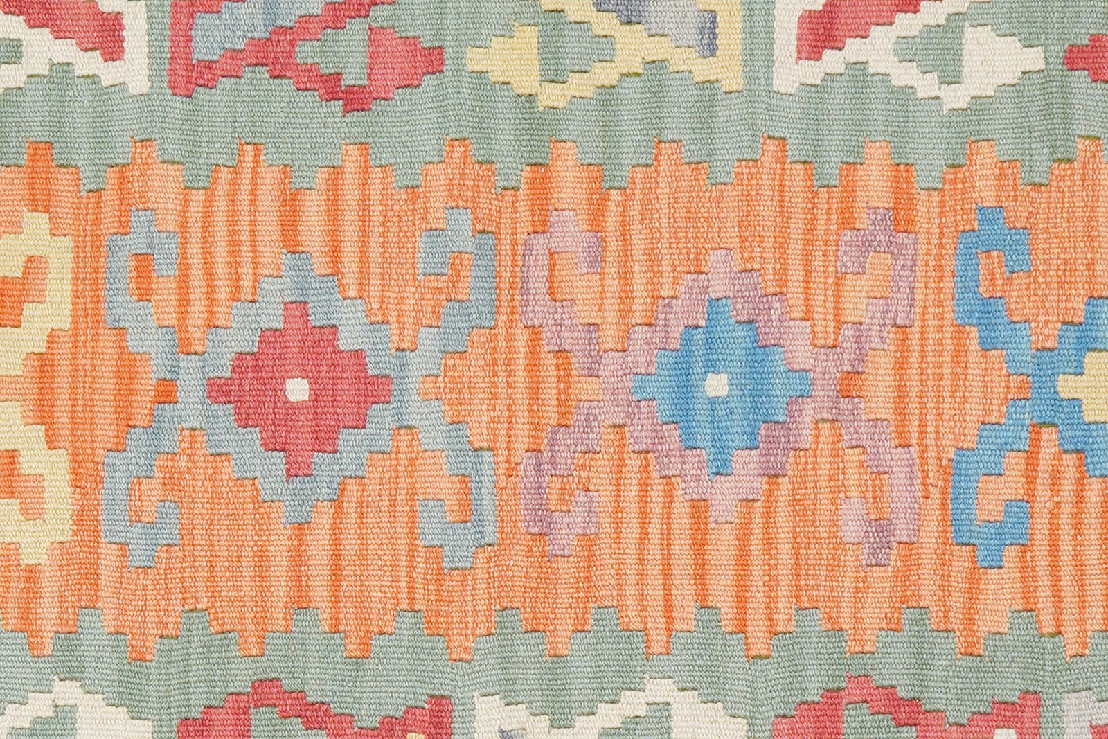 Kelim Gashgai — Handmade, 85x282 cm, Orange, 100% Virgin Wool | View 5