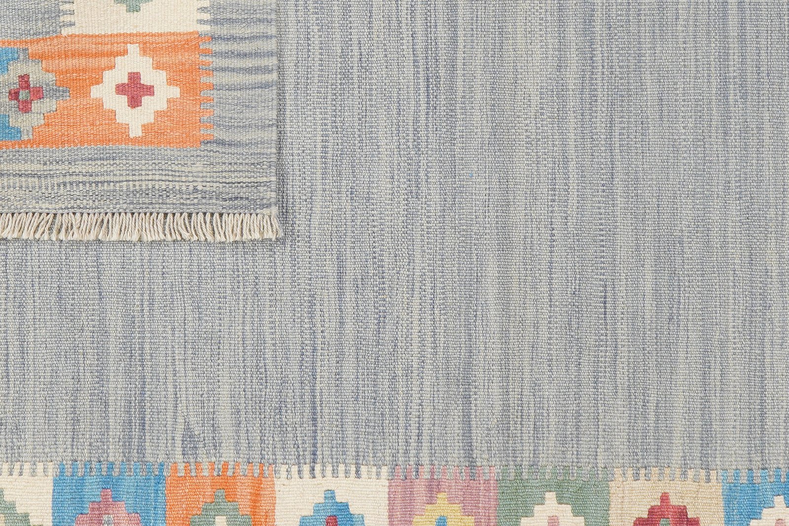 Kelim Gashgai — Handmade, 102x153 cm, Grey, 100% Virgin Wool | View 6