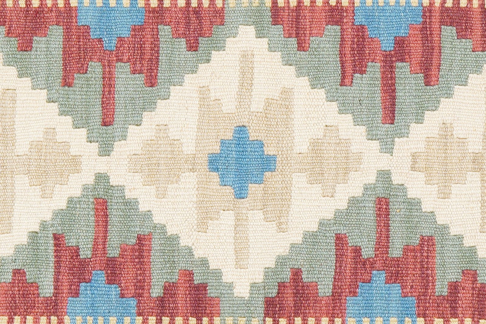Kelim Gashgai — Handmade, 104x147 cm, Green, 100% Virgin Wool | View 5