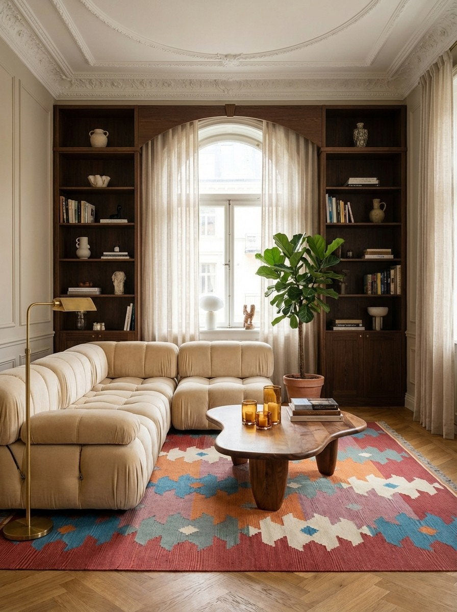 Kelim Gashgai — Handgefertigt, 242x169 cm, Rot, 100% Virgin Wool | Back view