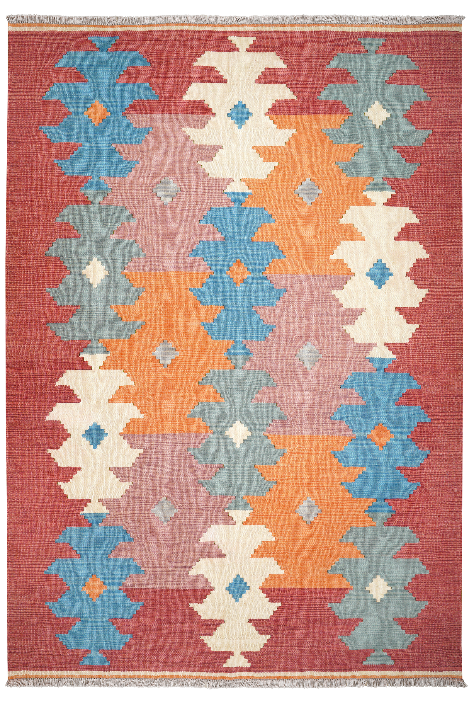 Kelim Gashgai — Handgefertigt, 242x169 cm, Rot, 100% Virgin Wool | Main view