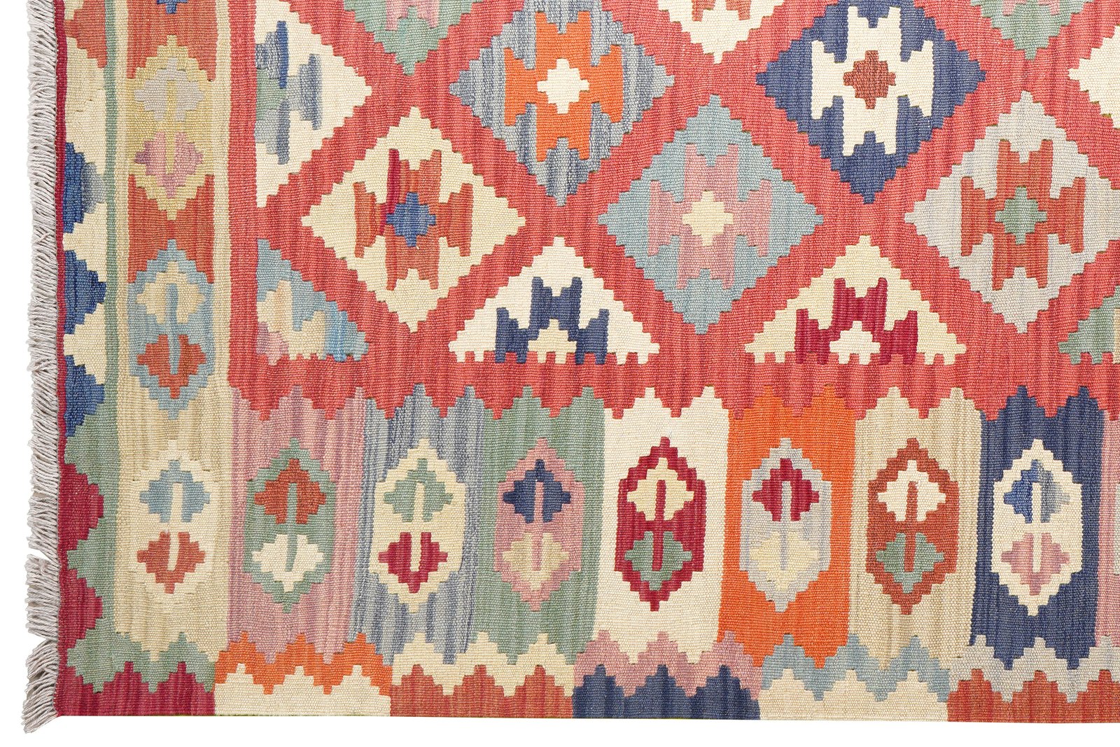 Kelim Gashgai — Handmade, 175x253 cm, Red, 100% Virgin Wool | View 3