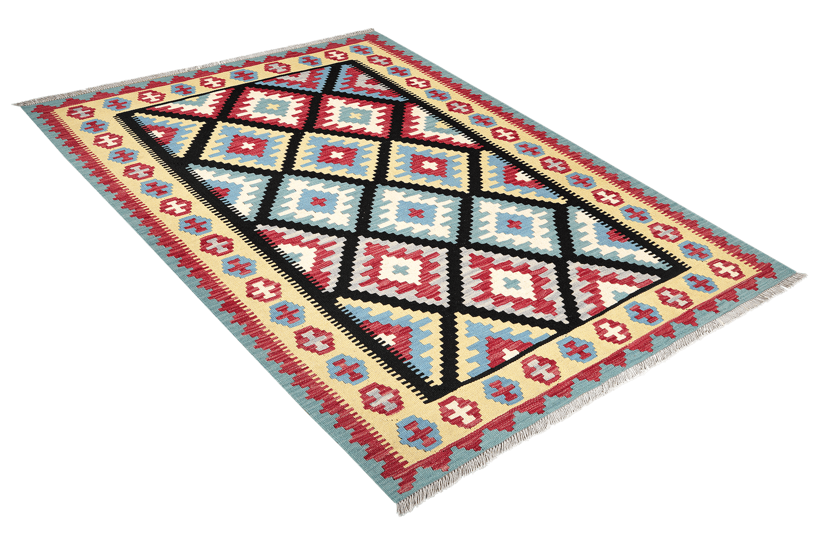 Kelim Gashgai — Handmade, 153x204 cm, Black, 100% Virgin Wool | View 4