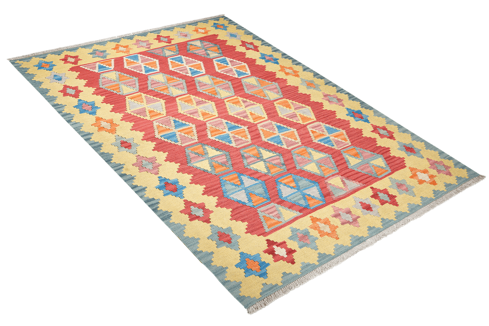 Kelim Gashgai — Handmade, 159x206 cm, Red, 100% Virgin Wool | View 4