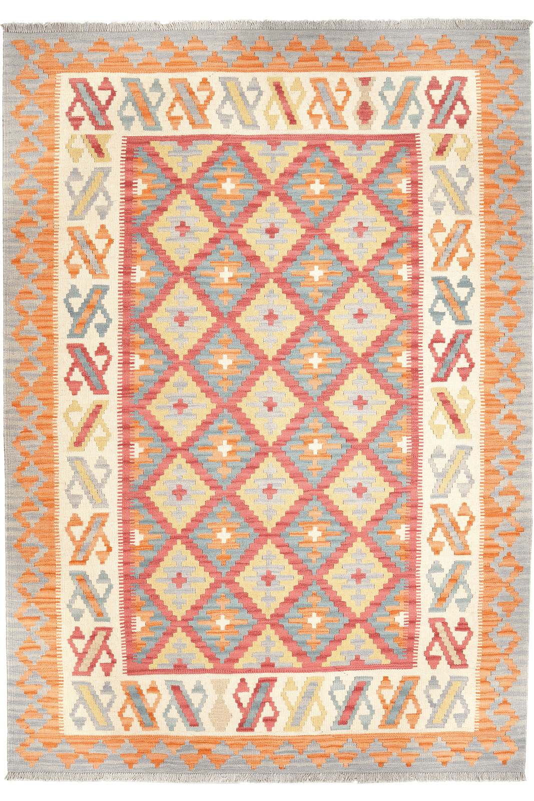 Kelim Gashgai — Handmade, 171x242 cm, Red, 100% Virgin Wool | Main view