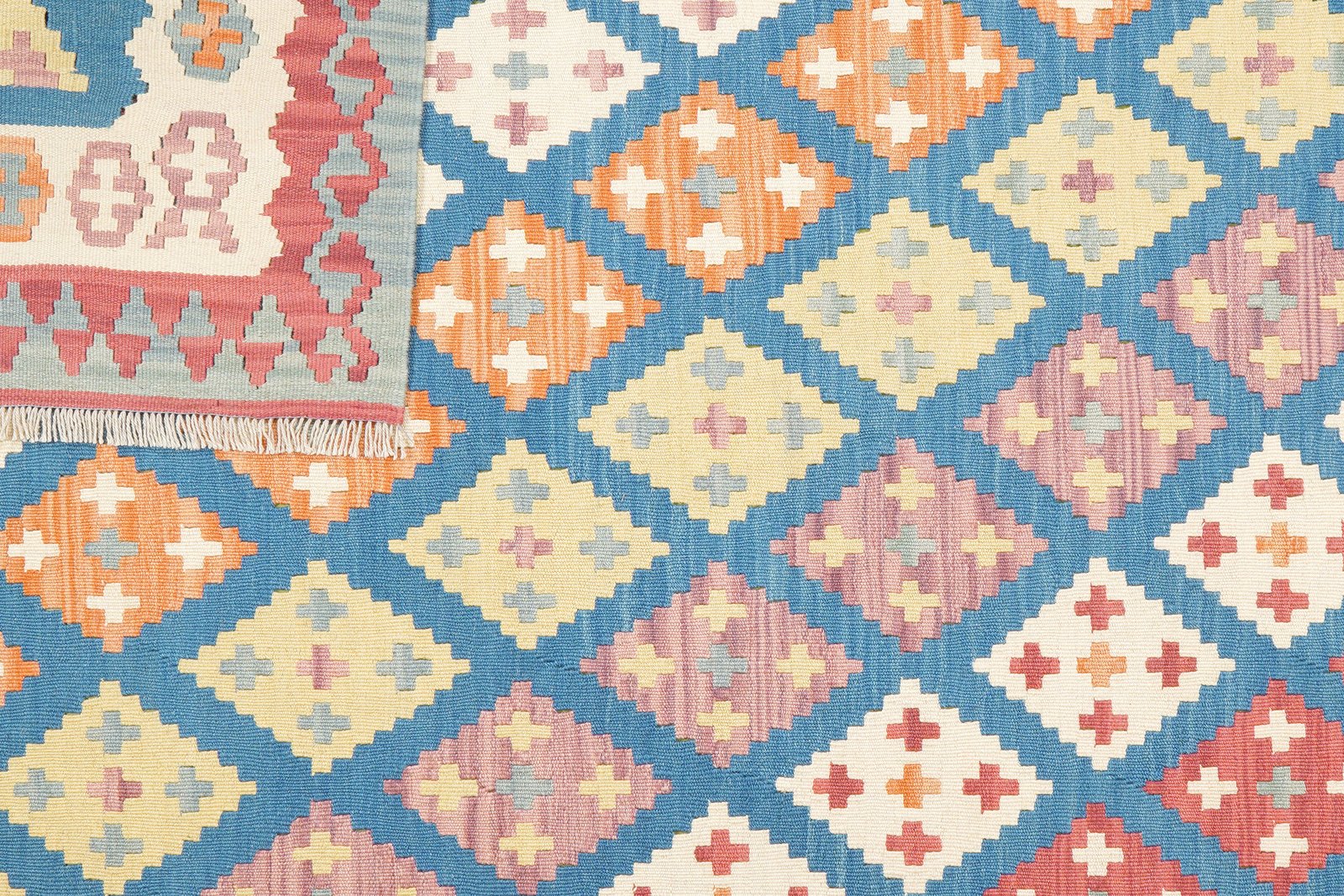 Kelim Gashgai — Handmade, 172x241 cm, Blue, 100% Virgin Wool | View 6