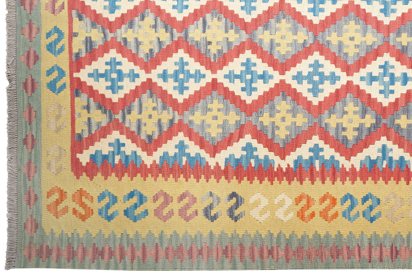 Kelim Gashgai — Handmade, 211x306 cm, Red, 100% Virgin Wool | View 3
