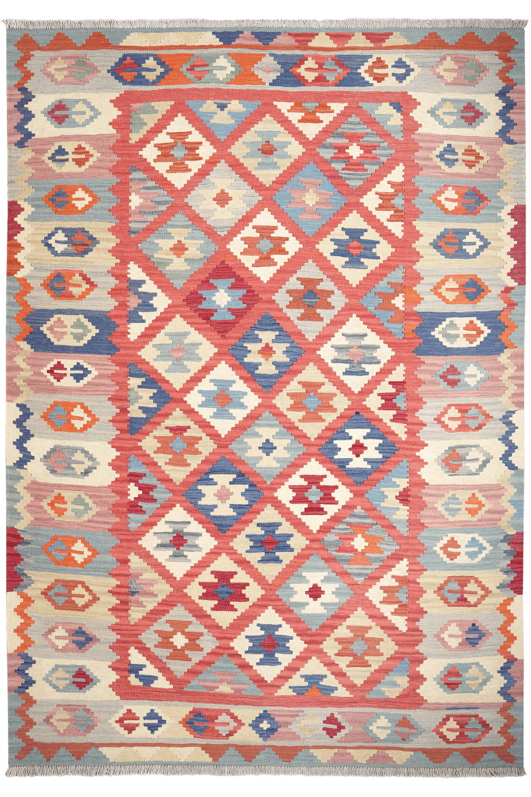 Kelim Gashgai — Handmade, 177x253 cm, Red, 100% Virgin Wool | Main view