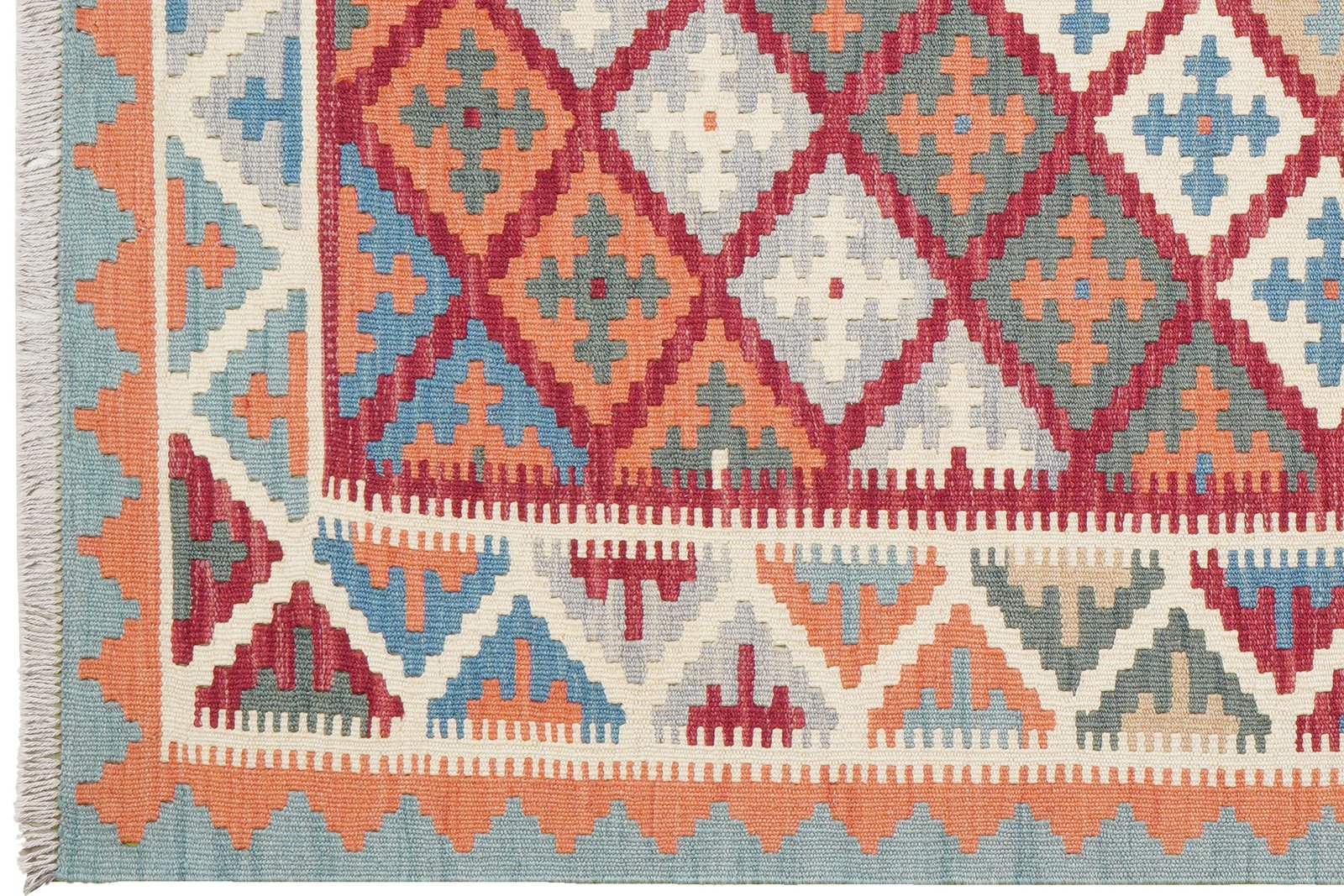 Kelim Gashgai — Handmade, 128x177 cm, Red, 100% Virgin Wool | View 3