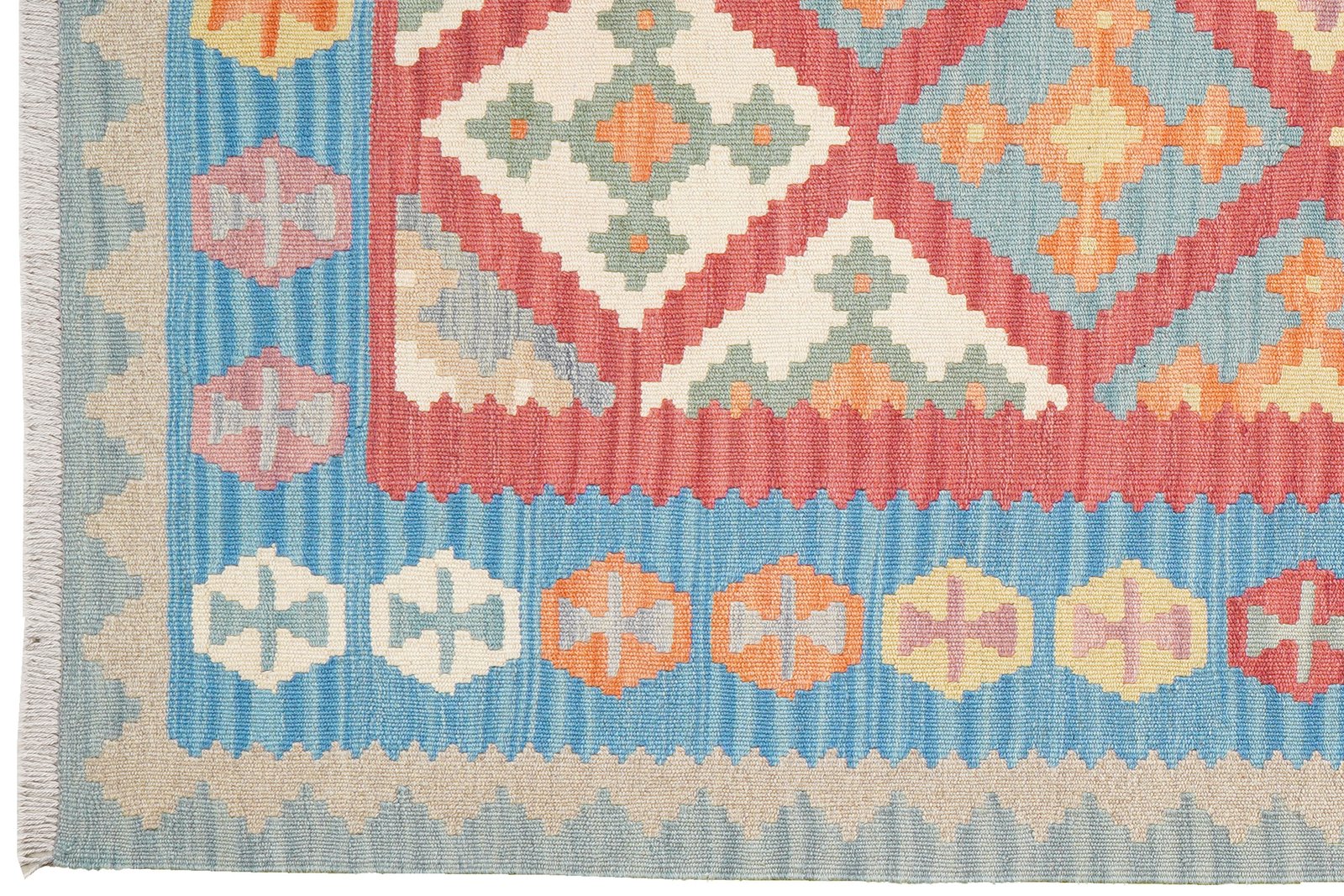 Kelim Gashgai — Handmade, 128x180 cm, Red, 100% Virgin Wool | View 3