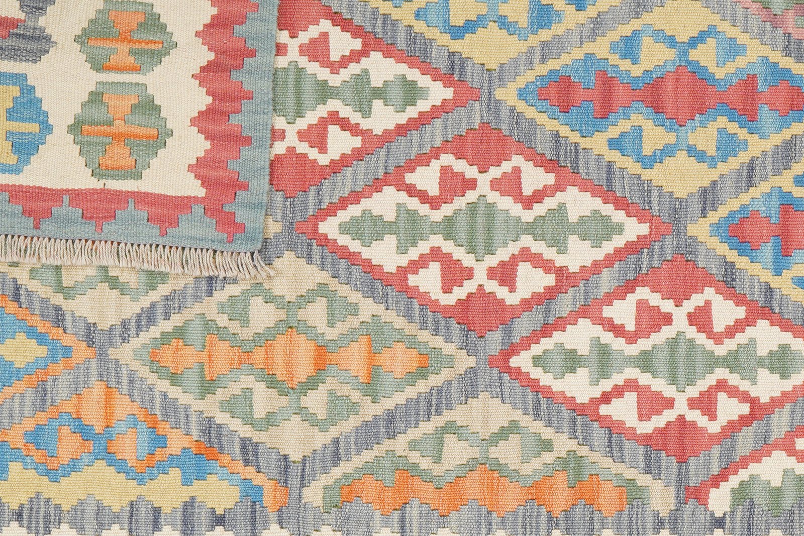 Kelim Gashgai — Handmade, 123x179 cm, Grey, 100% Virgin Wool | View 6