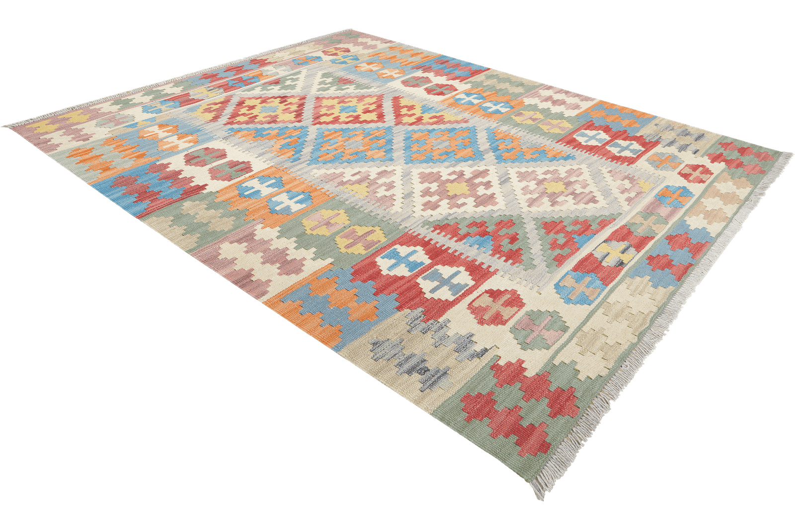 Kelim Gashgai — Handmade, 123x177 cm, Grey, 100% Virgin Wool | View 4