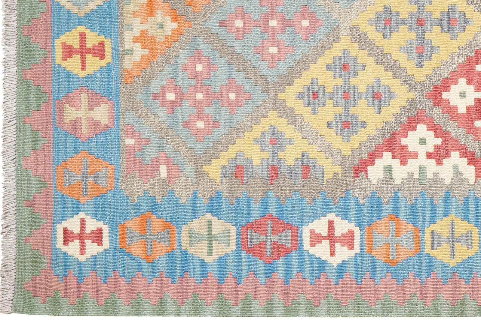 Kelim Gashgai — Handmade, 124x177 cm, Grey, 100% Virgin Wool | View 3