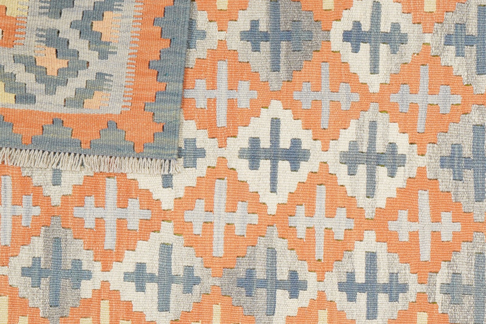 Kelim Gashgai — Handmade, 125x176 cm, Orange, 100% Virgin Wool | View 6