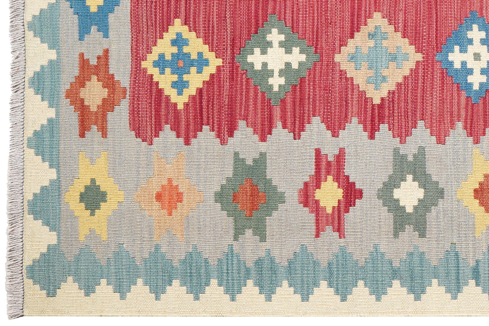 Kelim Gashgai — Handmade, 126x180 cm, Red, 100% Virgin Wool | View 3