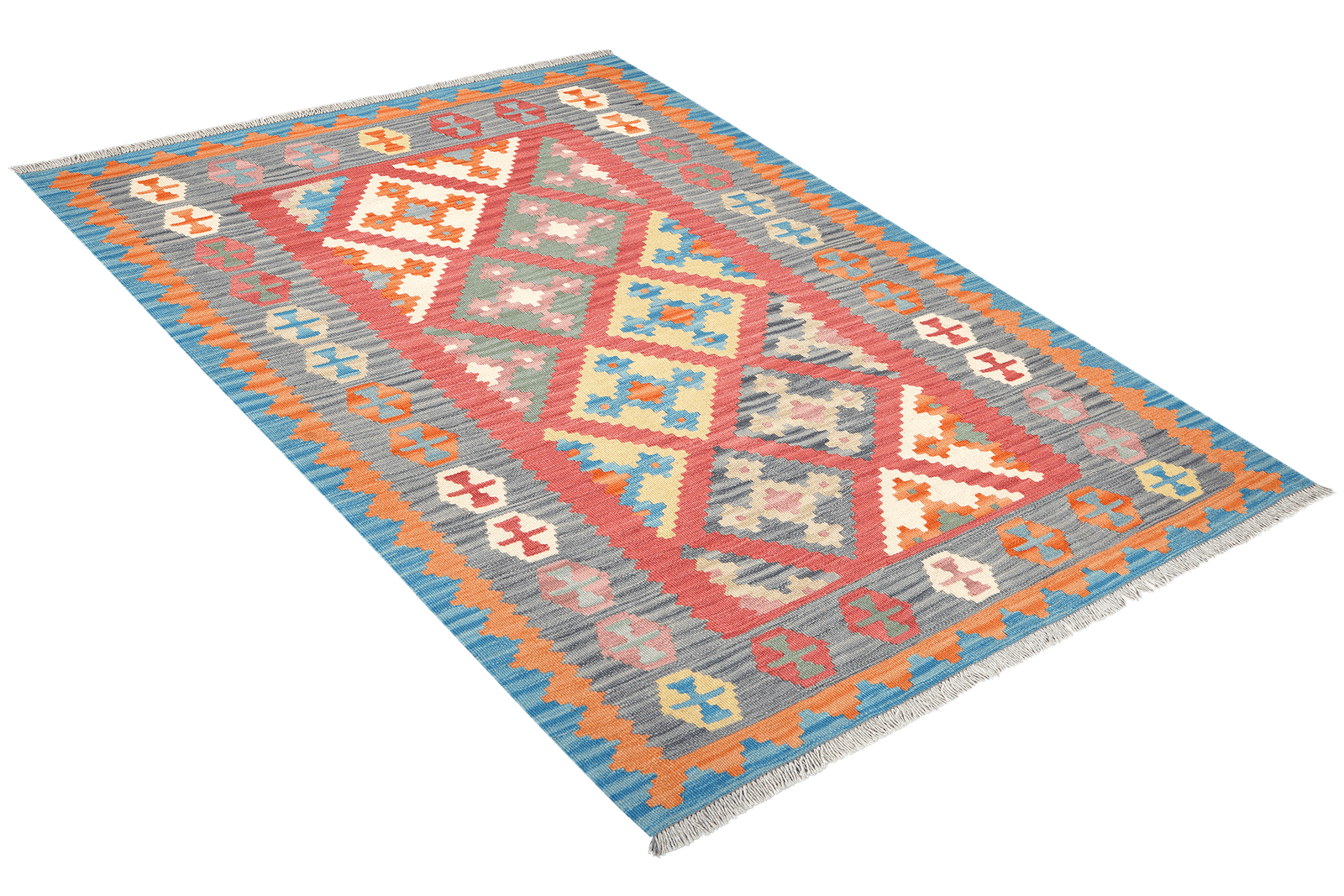 Kelim Gashgai — Handmade, 129x180 cm, Red, 100% Virgin Wool | View 4