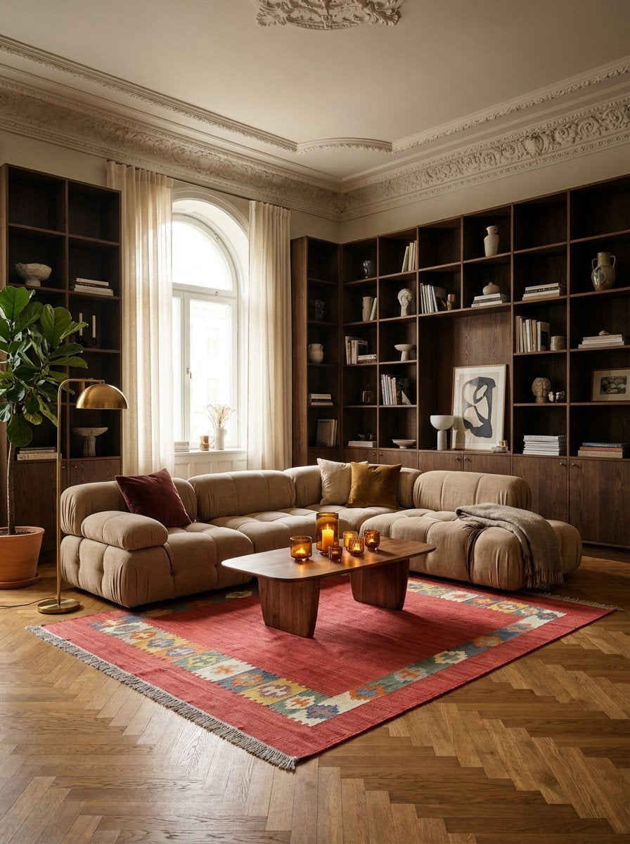 Kelim Gashgai — Handgefertigt, 204x163 cm, Bunt, 100% Virgin Wool | Back view