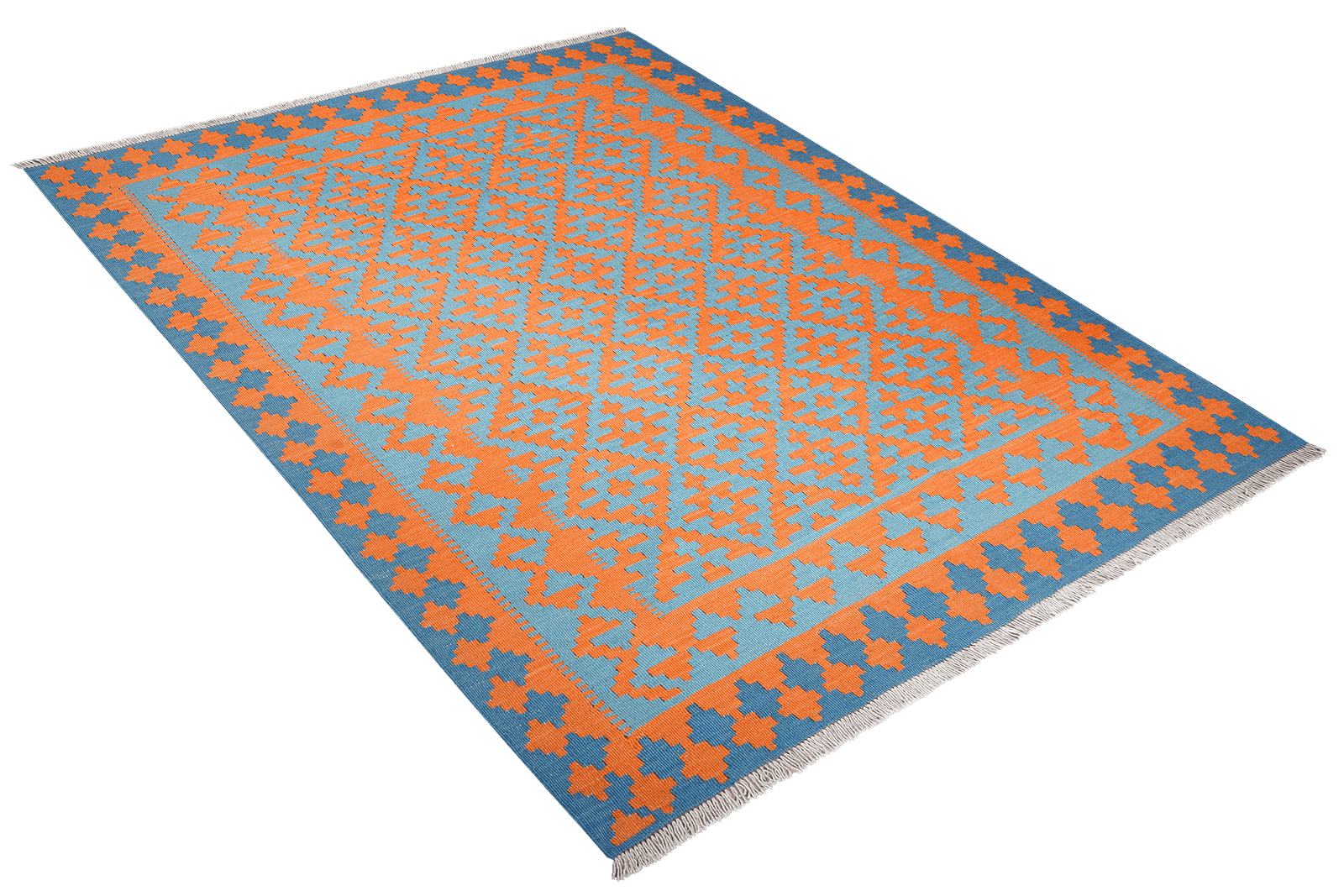 Kelim Gashgai — Handmade, 153x197 cm, Orange, 100% Virgin Wool | View 4