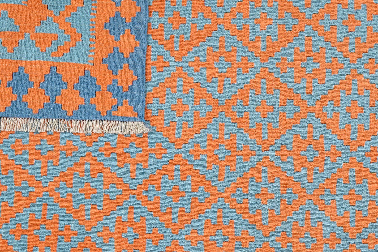 Kelim Gashgai — Handmade, 153x197 cm, Orange, 100% Virgin Wool | View 6