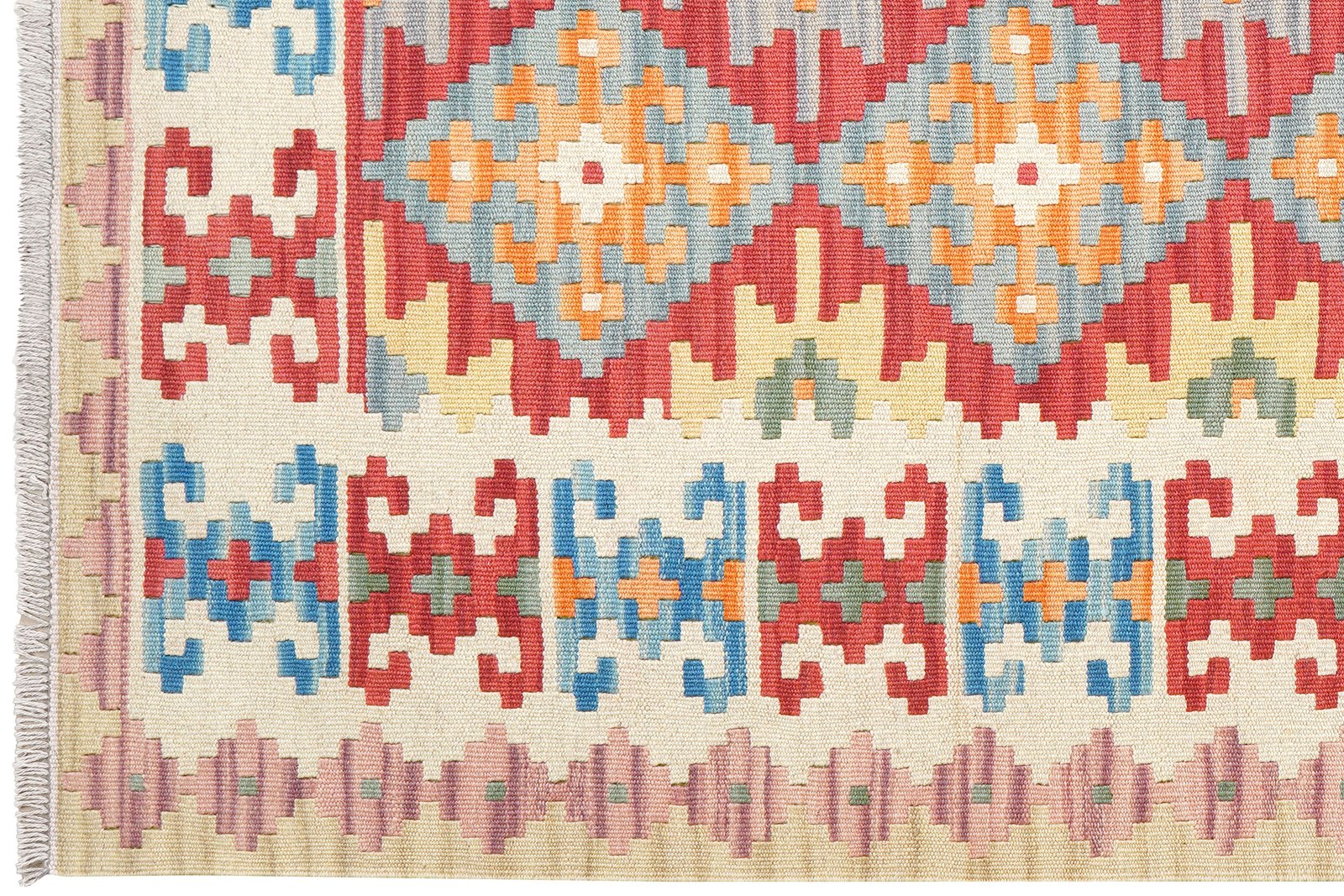 Kelim Gashgai — Handmade, 155x197 cm, Red, 100% Virgin Wool | View 3
